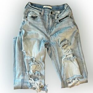 Eunina Rocky High‎ Rise Boyfriend Ripped Light Blue Denim Jeans Size 1